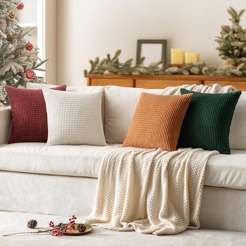 MIULEE Modern Decorative Pillow Covers 18x18 Inch Set of 4 Christmas Red - Image 4