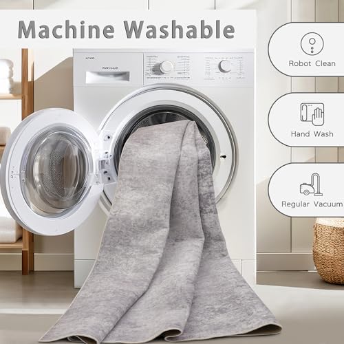 8x10 Washable Area Rugs for Living Room,Bedroom,Dining Room,Playroom - Grey - Image 4