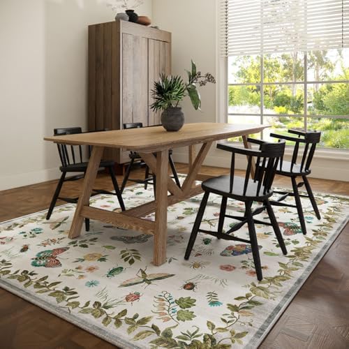 6x9 Area Rugs for Living Room: Washable Bedroom Rug Vintage Rugs Indoor Stain Resistant Non Slip Low Pile Soft Carpet for Kitchen Dining Room Farmhouse Nursery Kids Room - Image 6