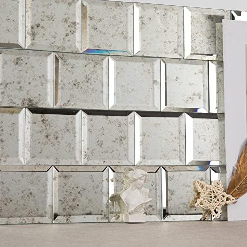Lovdeco Peel and Stick Light Antique Mirror Tile, Square Mirror for Kitchen Backsplash Bathroom (32 Sheets, 2 SQ.FT.), 3 x 3 Inch by Lovdeco