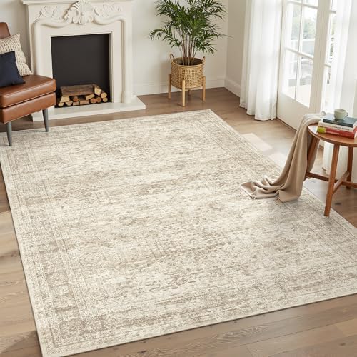 Soalmost 6x9 Area Rug for Living Room Washable Rugs Non-Slip Beige by Soalmost
