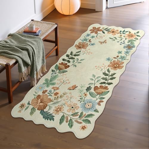 Lahome Floral Entryway Rug, 2x4 Washable Kitchen Rugs Non Slip Ultra-Thin by Lahome