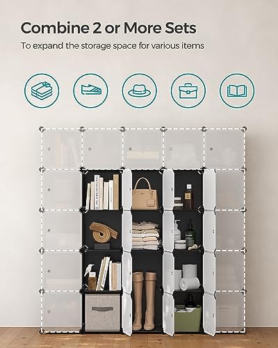 SONGMICS 12 Cube Storage Organizer with doors，Plastic stackable cube shelf - Image 6