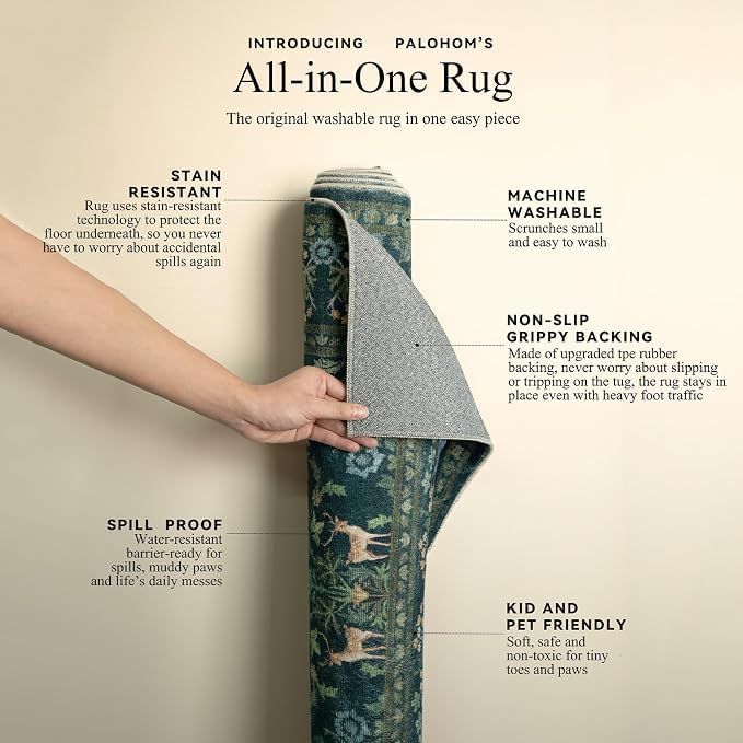 Washable Area Rugs for Living Room: 5x7 Rug Stain Resistant Non Slip Low Pile Lightweight Soft Carpets Rugs for Bedroom Kitchen Dining Room Nursery Kids Room Farmhouse Home Office Indoor - Image 4