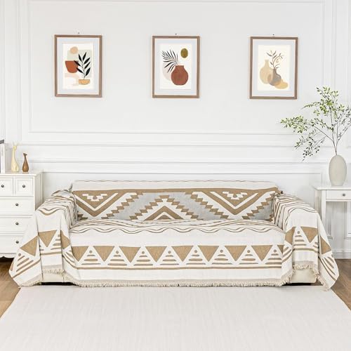MYSKY HOME Couch Cover for Sectional Sofa Set for Dog Cat Pets Couch Cover 3 Seat Sofa Chenille Boho Geometric Furniture Sofa Cover Washable Couch Protector Multi-Use Couch Covers Blanket,71" X134" by MYSKYHOME