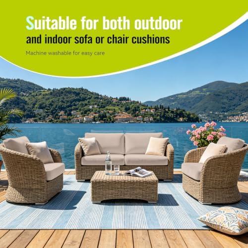 8Pcs Outdoor Cushion Covers, Stretch Patio Furniture Couch Chair Slipcovers - Image 5