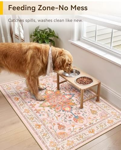 RELEANY Washable Area Rug, Small 2'x3', Pink/Light Pink/Colorful - Image 3