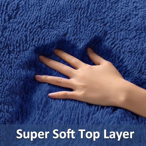Ophanie Small Rug Washable Non Slip Throw Bedside Area Rugs, Fluffy Soft Blue Mini Bedroom Carpet, Affordable Door Entryway Indoor Inside Front Entrance Dog 2x3 Mat, Home Decor Aesthetic, Nursery - Image 2