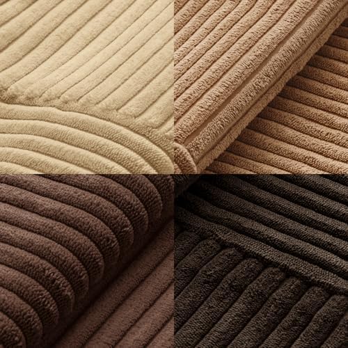 MIULEE Boho Decorative Throw Pillow Covers 20x20 Set of 4 Farmhouse Neutral Cushion Cases Gradient Corduroy Pillow Cases Modern Soft Corduroy Patchwork Home Decor for Couch Sofa Bedroom Dark Brown - Image 7