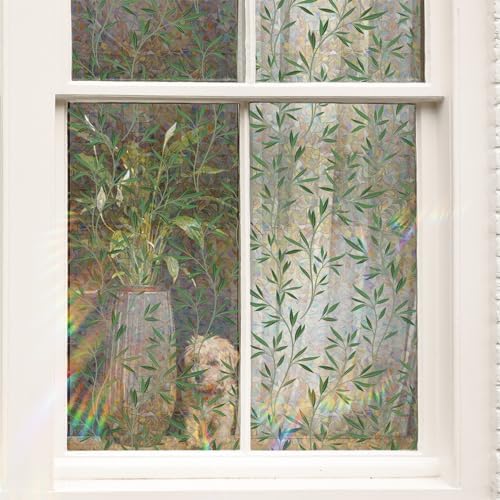 Rainbow Window Privacy Film, Green Vines Static Glass Clings 17.5" x 78.7" - Image 5