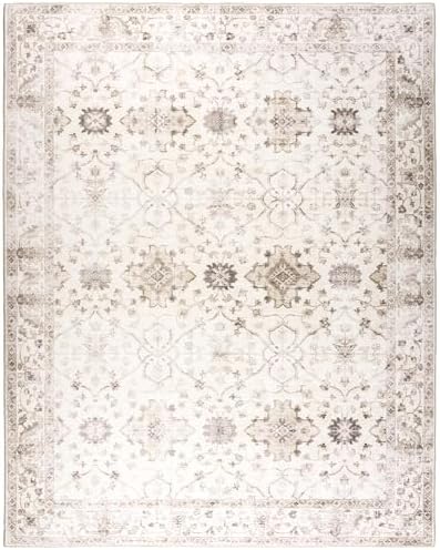 ReaLife Rugs Machine Washable Area Rug - Living Room Bedroom Bathroom Kitchen Entryway Office - Padded Low Pile Stain Resistant Premium - Boho Farmhouse Vintage - BEV - Beige 5' x 7' - Image 3
