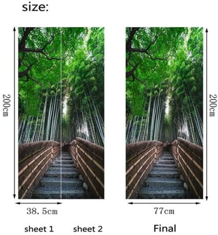 artfanke 3D Peel and Stick Door Murals 30.3"x78.7" - Self-Adhesive Door Wallpaper Stickers -Path in Forest of Bamboo Wall Poster Home Decor(2 Sheets/Set) - Image 8