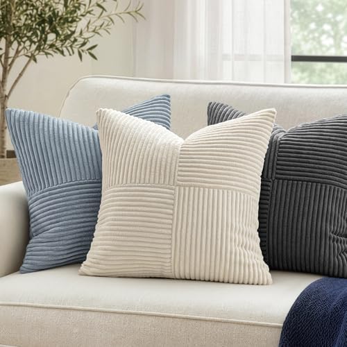MIULEE Dusty Blue Decorative Throw Pillow Covers for Couch 18x18 Inch - Image 3