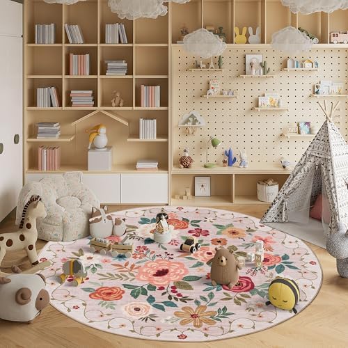 DUKINO 6ft Round Rug, Soft Washable Circle Rug for Bedroom Non Slip, Beige - Image 4