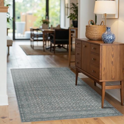 Rugxara 3x5 Entryway Rug,Blue Vintage Boho Bedroom Area Rug - Image 3