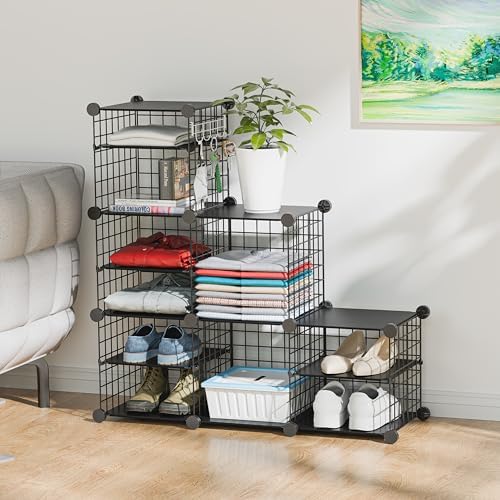 Wire Cube Storage Organizer, 6 Cubes Converted into 7 Cubes, Sturdy Metal Grids Storage Shelf Closet Shelving Units and Storage, Shelves for Bedroom LIvingroom Office - Image 2