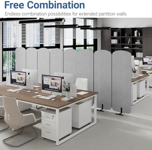 Natwind 5-Panel Portable Room Divider, 123'' x 71'' Office Partition,Grey - Image 6