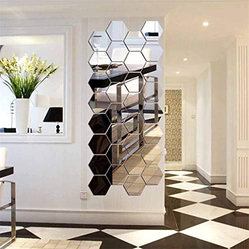 3D Hexagon Acrylic Mirror Wall Decor - Self Adhesive Tiles (15 PCS) - Image 3