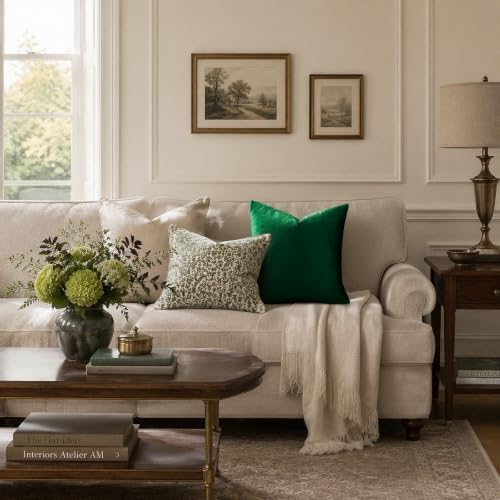 GIGIZAZA Green Velvet Pillow Covers 20x20 Decorative Pillows Pack of 2 - Image 2