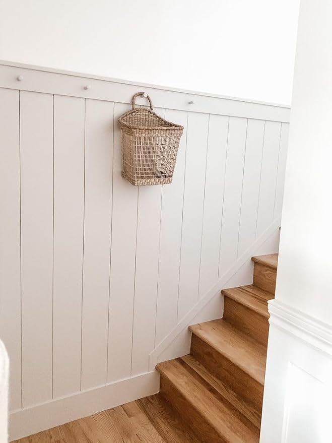 Real Wood Wall Planks-5" White Shiplap Panel Peel and Stick 10Pack 12.5SqFt | 5in wide solid wood shiplap planks-easy DIY wall shiplap panels Perfect for accent wall,backsplash,bedroom, living room - Image 4