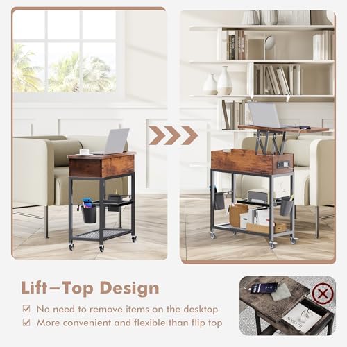 Colima Lift-Top Side Table with Charging Station, USB Ports & AC Outlets - Image 6