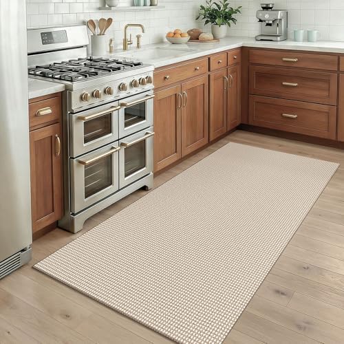 KOZYFLY Rugs for Entryway 3x5 ft Washable Area Rug Non Slip Rubber Backed Entry Rug Woven Indoor Door Mat Cotton Kitchen Rugs for Entryway, Foyer, Backdoor, Ivory Beige - Image 2