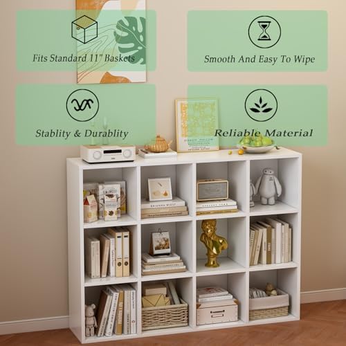 OSCHF 12-Cube Storage Shelf Bookcase, Warm White - Image 4