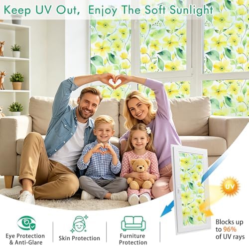 SOMWISE Frosted Window Privacy Film, Decorative Sun Heat Blocking, Anti UV - Image 4