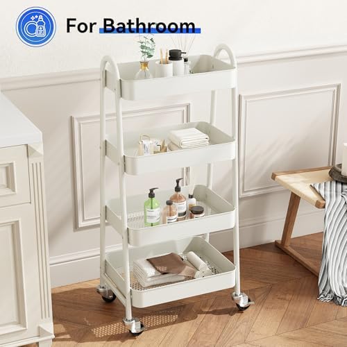 OLIXIS Metal 4 Tiers Rolling Storage Utility Cart with Lockable Wheels - Image 5