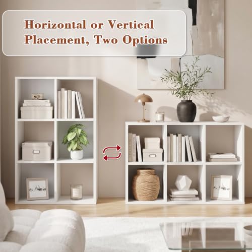 6 Cube Storage Organizer, White Cube Bookshelf, Multifunctional Bookcase - Image 6