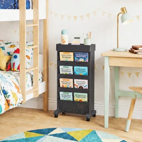 BYFU 5-Tier Movable Bookshelf Cart, 26.0" H, Black - Image 2