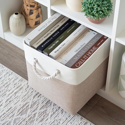 OrganiHaus 12x12 Cube Storage Bins, 4-Pack Fabric Cubes, Rope Handles - Image 4