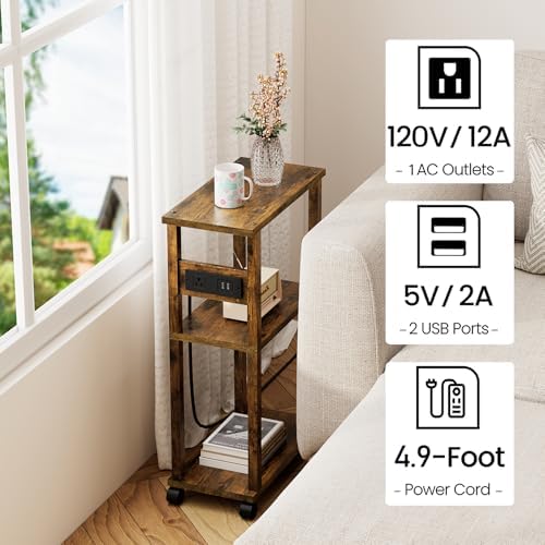 TUTOTAK Small Narrow Side Table, Set of 2 Skinny End Table - Image 4