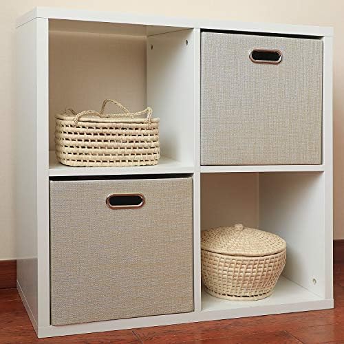 Posprica Storage Cube Basket Bins,13×13 Foldable Storage Boxes for Closet Organizer Shelf Cabinet Bookcase,Thick Fabric Drawer,Set of 4, Beige - Image 7
