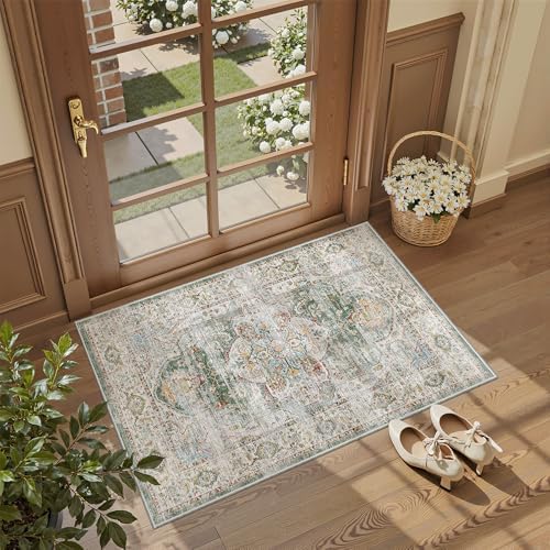 Madane Washable Area Rug 2x3 Small Entryway Rugs Non-Slip, Green - Image 4