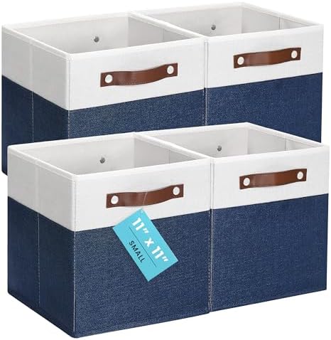 OrganiHaus 11x11 Cube Storage Bins, Set of 4 - Fabric Storage Cubes by OrganiHaus