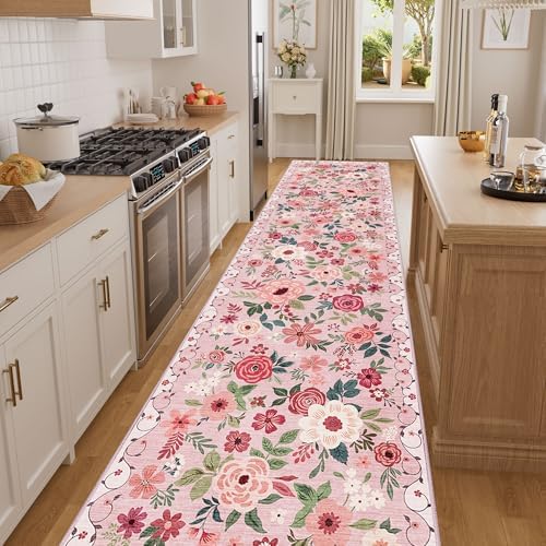 DUKINO 3x12 Washable Runner Rug, Long Hallway Runner Rug Non Slip, Pink - Image 6