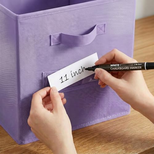 Storage Bins,11" Cube Storage Bin with Labels,10pcs,Purple - Image 4