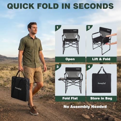 SUNNYFEEL Camping Director Chair with Side Table - Image 4