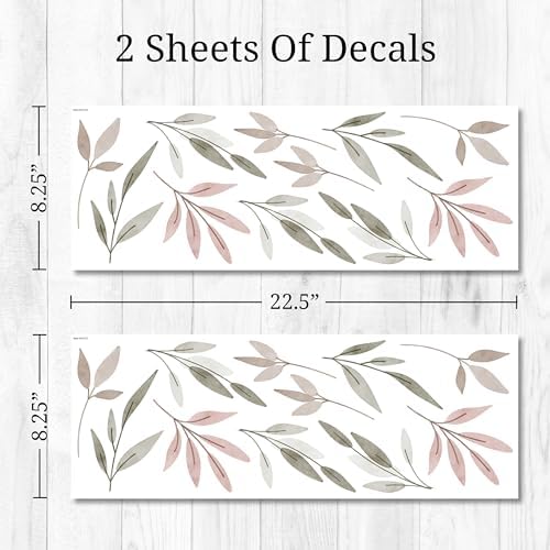 Watercolor Greenery Wall Decals - Set of 22 Leaves Vinyl Flower Room Decor Peel and Stick Removable Floral Stickers for Nursery Bedroom Bathroom - Image 4