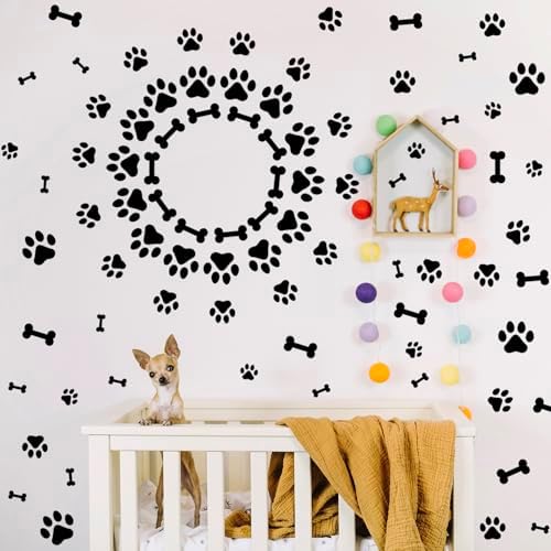AOWDIAO 174 Pcs Dog Paw Decals - Peel and Stick Vinyl Wall Stickers for Dog's Room, Playroom & Party Decor - Image 5