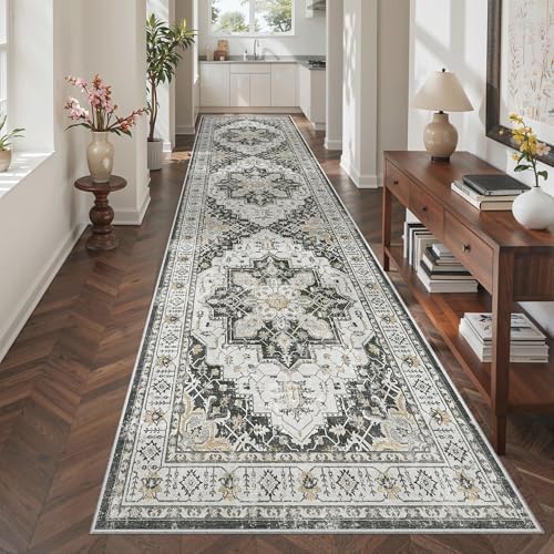 Madane Hallway Runner Rug 3x10 Washable Kitchen Runners 10ft, Black - Image 2