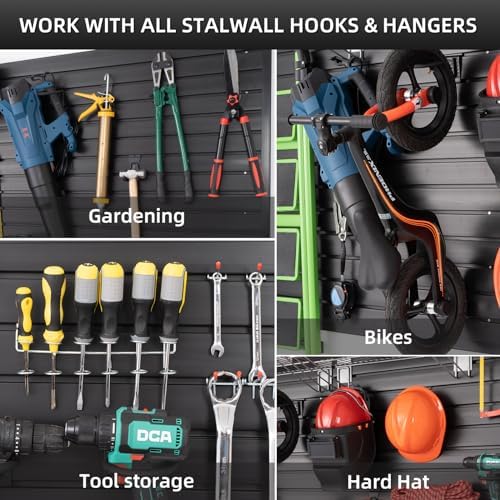 FRAYSCENT Slat Wall Paneling Garage Wall Organizer, Slatwall Panels Garage Tool Organizer Wall Mount Garage Slat Wall Storage Systems, Slat Board PVC Wall Panels Garage Storage (Black, 4ftx2ft) - Image 5