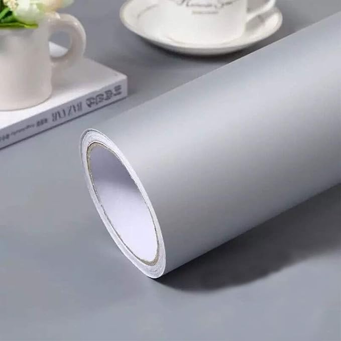 practicalWs Gray Self-Adhesive Wallpaper SelfA-dhesive Film Stick Paper | Easy to Apply Peel and Stick Wallpaper Shelf Liner Table and Door Reform Wall paper 15.75 Inch by 393.7 inch by practicalWs
