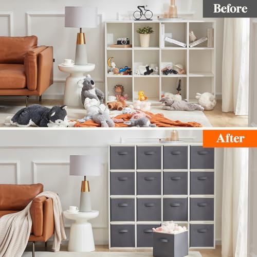 Lifewit Storage Cubes, 11 Inch Organizer Bins, 18L Gray, 16 Packs - Image 6