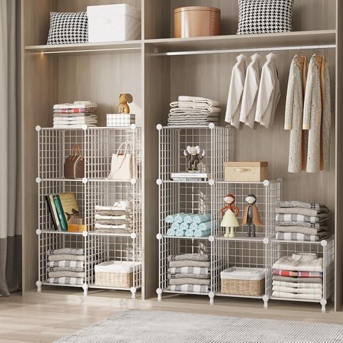 AWTATOS Wire 12 Cube Storage Organizer, Closet Storage Shelves Stackable - Image 4