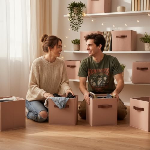 GRANNY SAYS Cube Storage Bins, 11 Inch Cube Organizer, Dusty Pink, 6-Pack - Image 4
