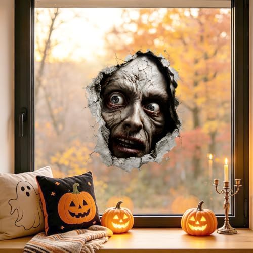 Creepy Face Wall Decals Peel and Stick Halloween Stickers, Horror Monster Removable Vinyl Wall Art for Bedroom Living Room Party Decor - Image 4
