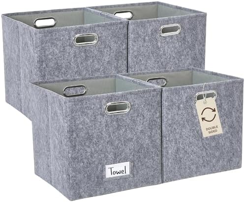 DECOMOMO Felt Storage Bins, 13 inch Cube Storage Bin with Labels by DECOMOMO