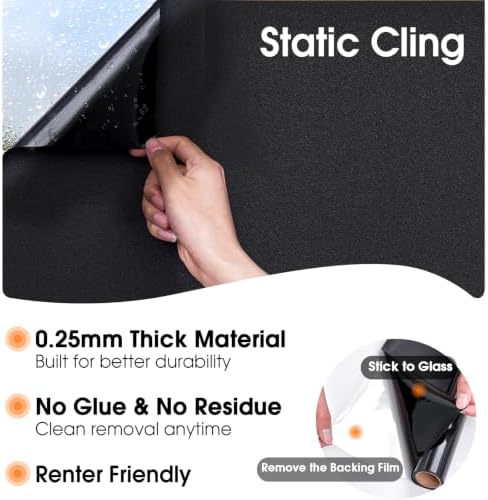 Coavas Blackout Window Film Room Darkening 100% Light Blocking,35.4"x118.1" - Image 5